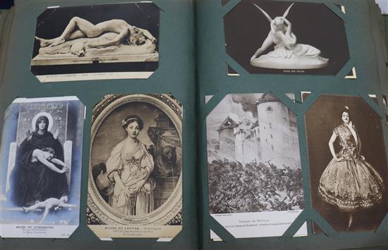A collection of early 20th century mainly topographical postcards, in two albums and a box